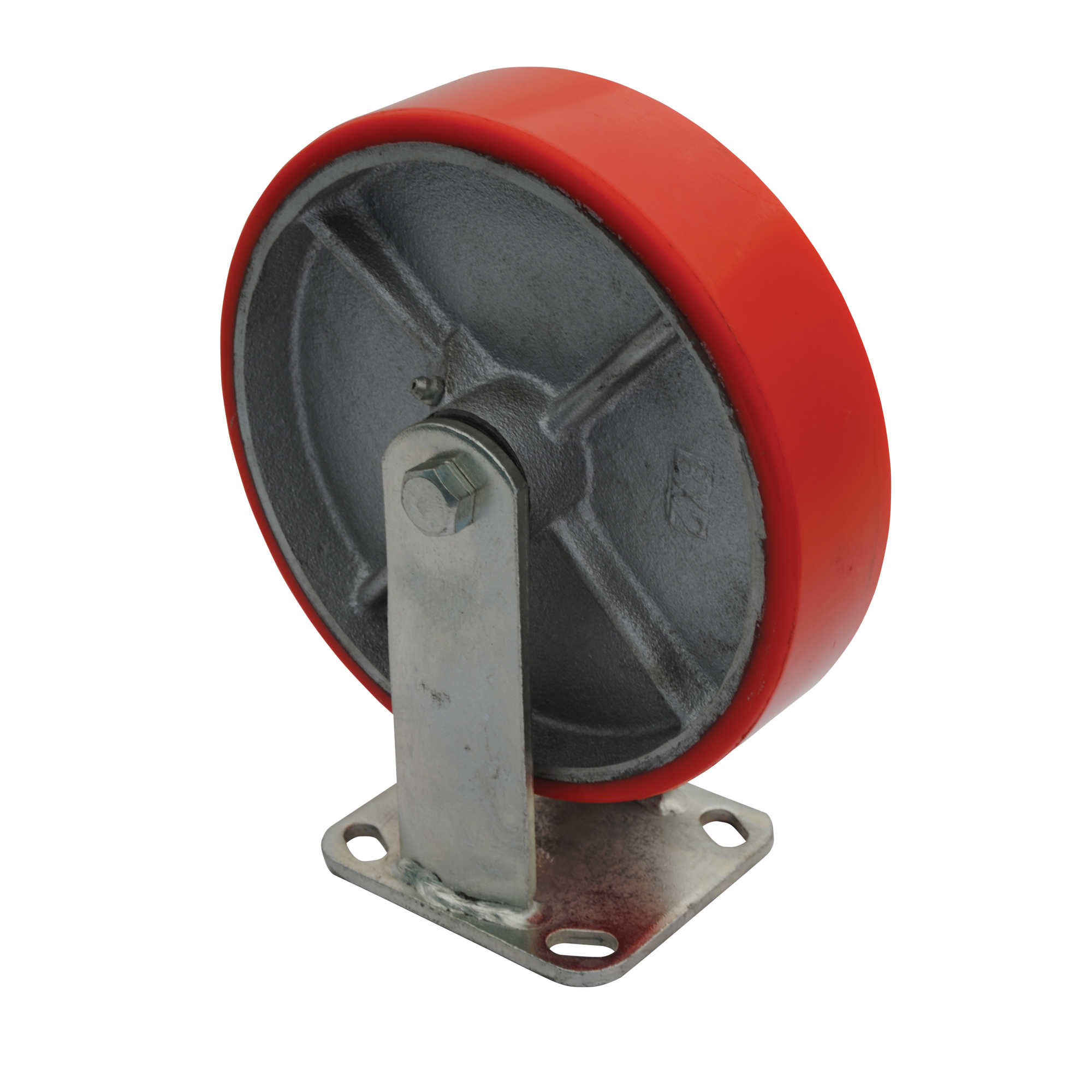 Vestil Rigid Caster - 8in., Polyurethane on Cast Iron, Non-Marking, Model# CST-PU-8X2-R